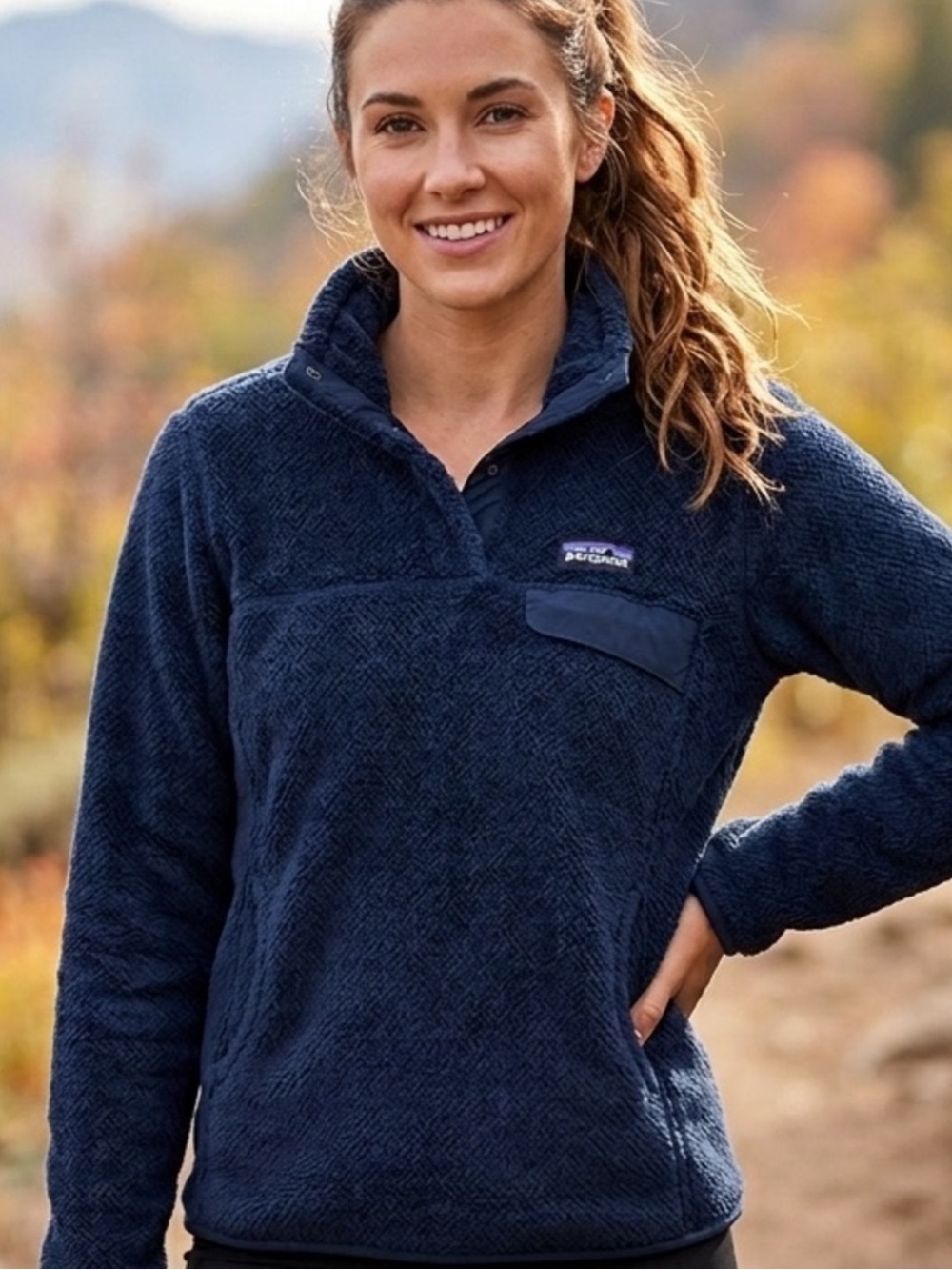 Patagonia Re-Tool Snap T 1/4
Button Fleece Pullover Navy Blue
Womens Size L
